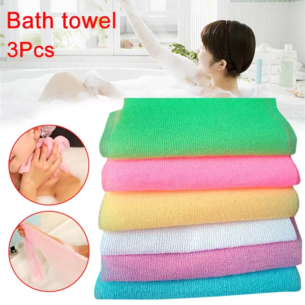 

3Pcs Nylon Mesh Bath Shower Body Washing Clean Exfoliate Puff Scrubbing Towel Wash Cleaning Tool DSS899