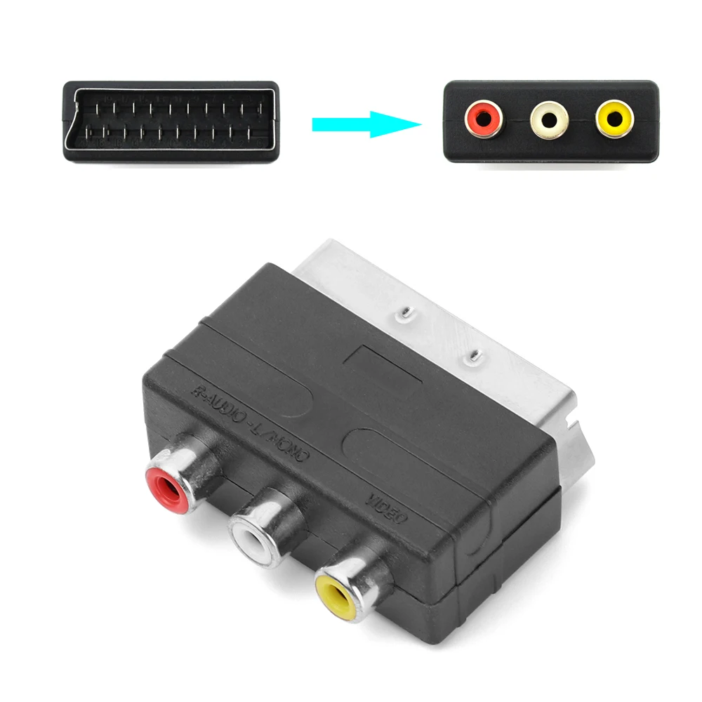 Высокое качество Scart штекер для 3RCA Phono Женский AV ТВ Аудио Видео адаптер Вход PS4 Для