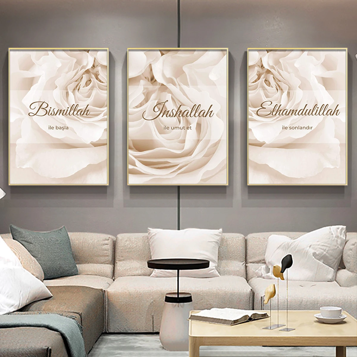 

Allah Islamic Poster Flowers Quotes Canvas Painting Calligraphy Wall Art Print Muslim Minimalist Picture Living room Decoratio
