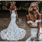 Кружевное свадебное платье в стиле бохо для женщин, свадебные платья с открытыми плечами ручной работы, 2022 г.