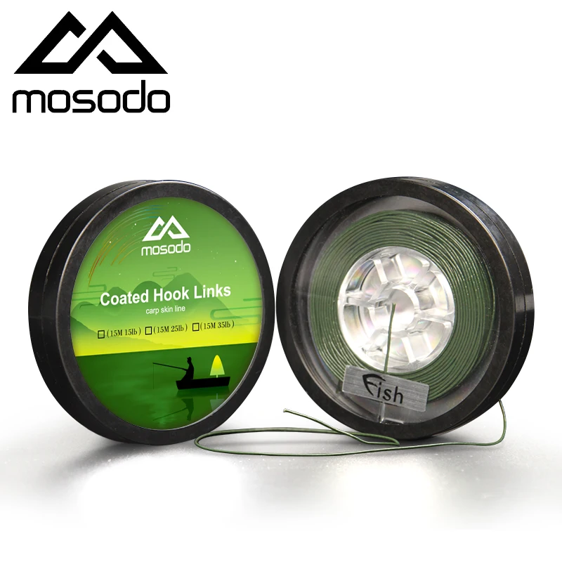 Mosodo для ловли карпа с покрытием Hooklink Зеленый 15 м крючок линия ссылка 15lb 25lb 35lb сильная тяга 8 нитей коса кожи линия провода Skinline