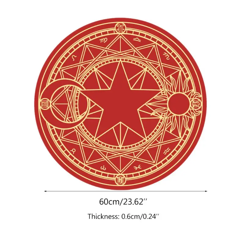 

Diameter 60cm Cartoon Rug Round Tarot Tablecloth Pentagram Sun Moon Divination Party Board Game Table Pad