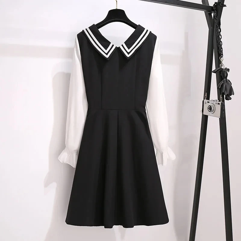 Шифоновое платье большого размера с рукавами фонариками новинка весны осени 2021