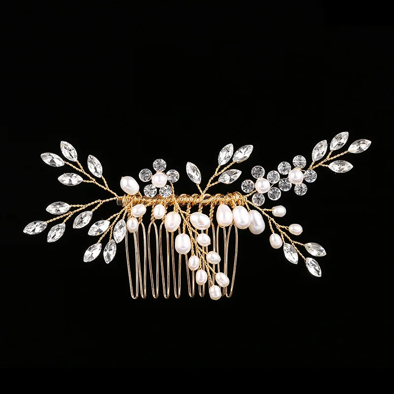 

Floralbride Handmade Rhinestone Crystal Freshwater Pearls Bridal Hair Comb Wedding Headpieces Women Bridesmaids Hair Accessories