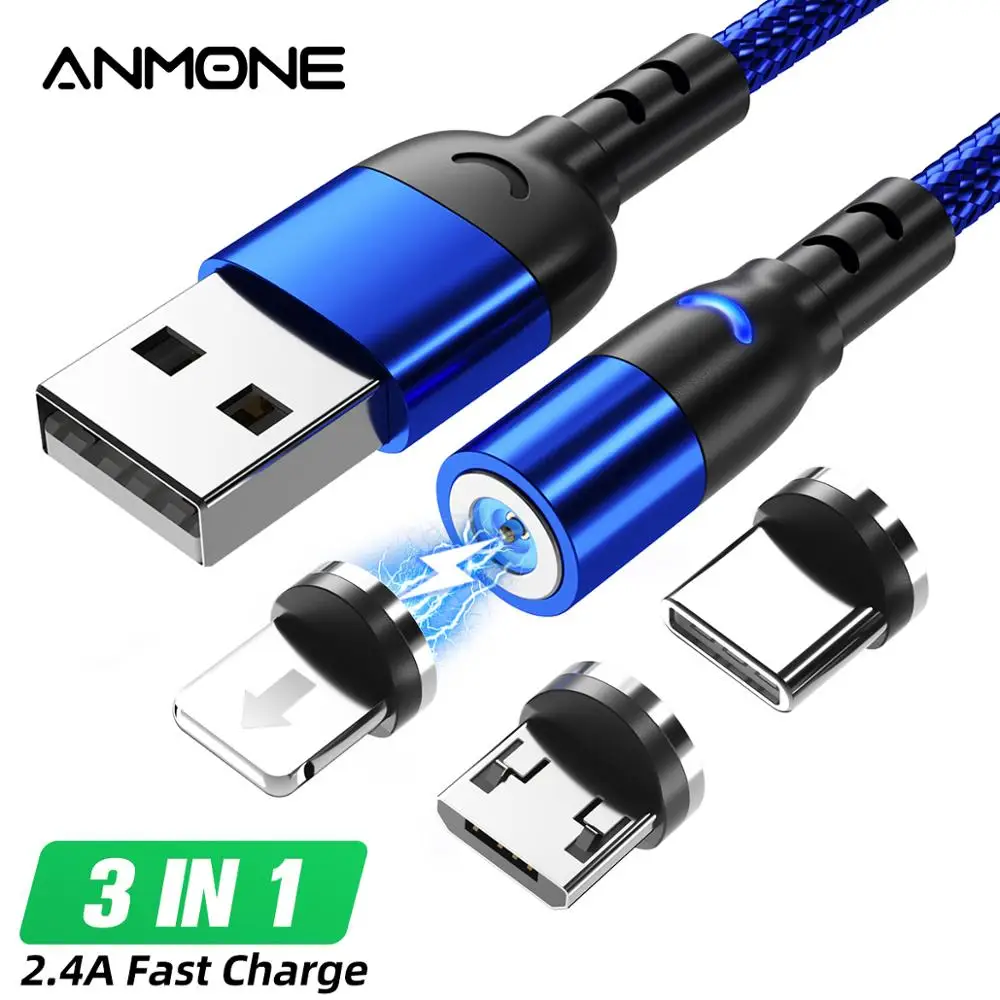 

ANMONE USB C Magnetic Cable Micro USB Cable Fast Charging Wire For iPhone Samsung Huawei Xiaomi Redmi Android USB Charger Cord