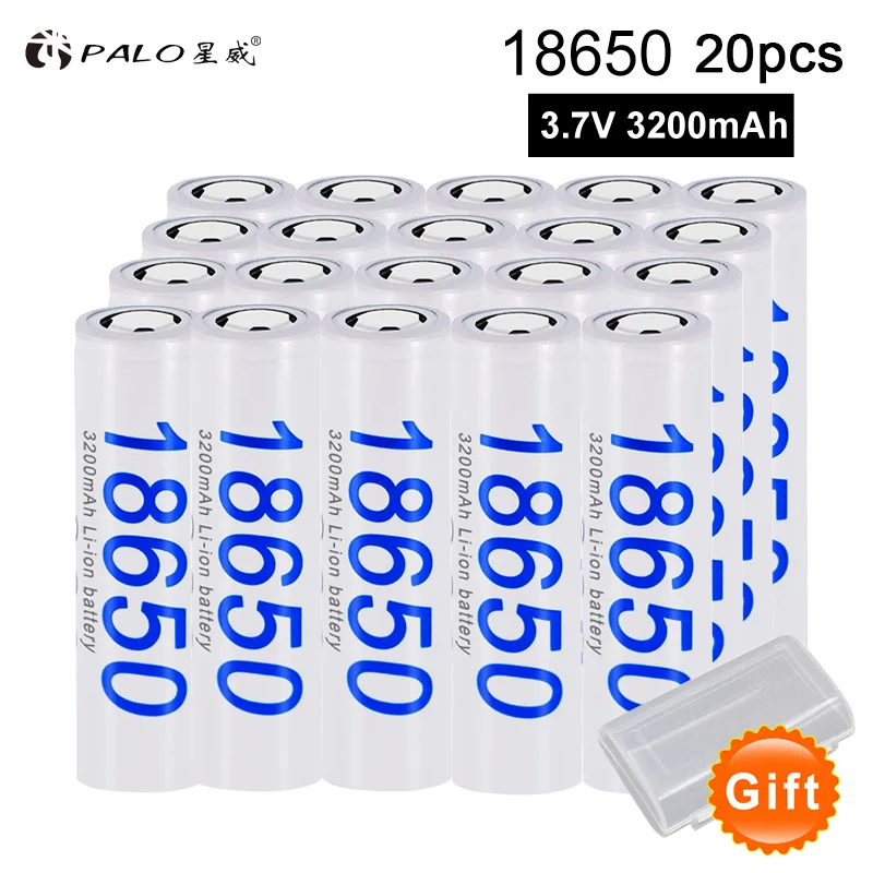20pcs PALO 18650 литий-ионная аккумуляторная батарея 2-24 шт. оригинальные 3200 мАч литиевые батареи для Panasonic фонарик цифровые камеры - Цвет: 20pcs