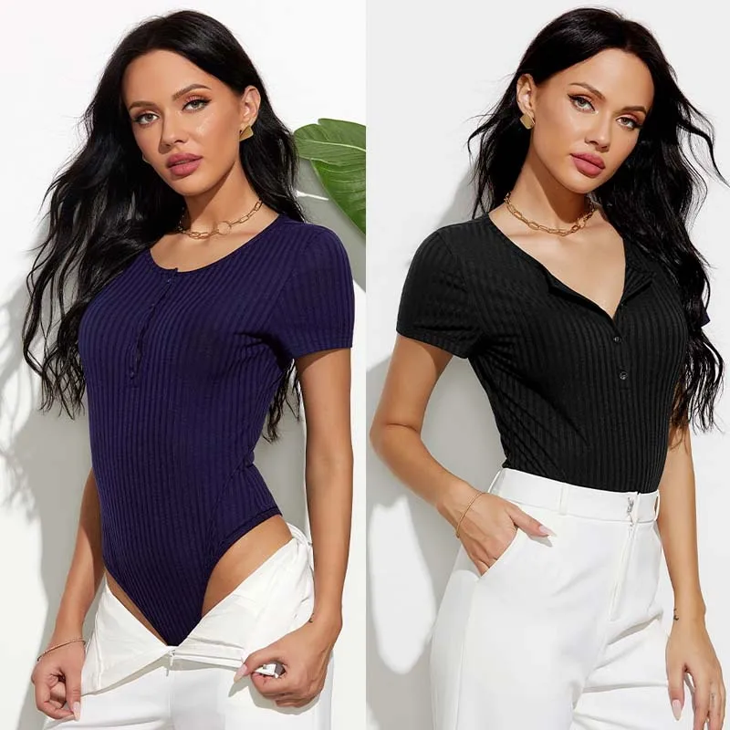 

Женский тонкий сексуальный боди, боди для женщин, круглый вырез, короткий рукав, черная рубашка, комбинезон, женская одежда боди, летние комб...