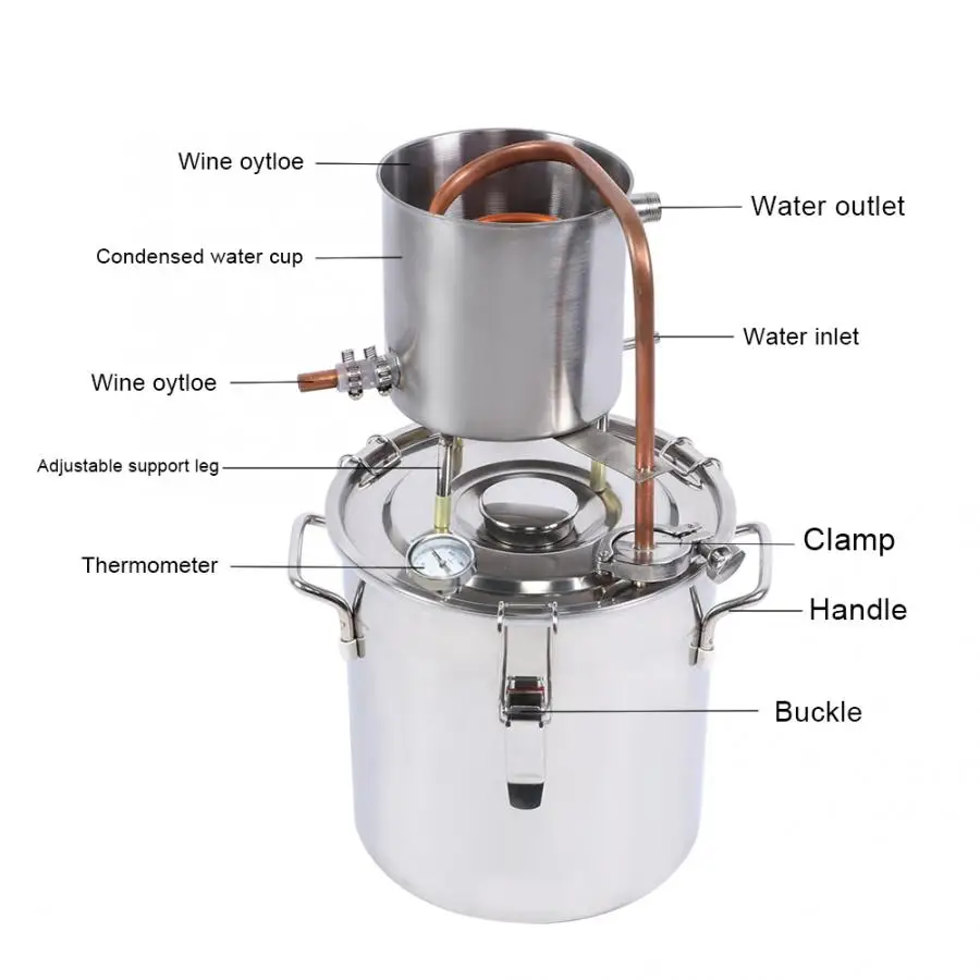 Дистиллятор DIY для дома 12 л медная трубка изготовления спирта воды вина виски