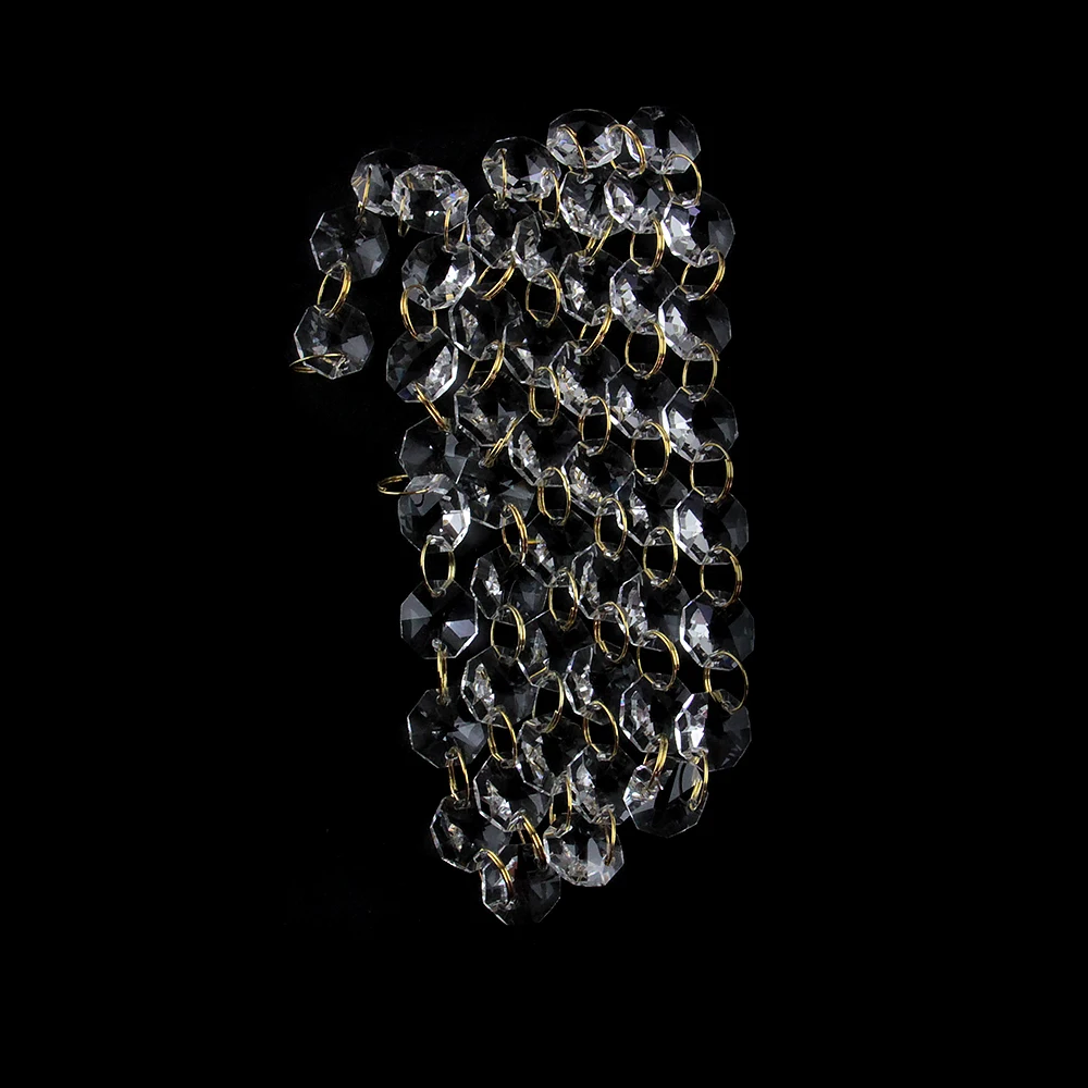 Прозрачная (золотое кольцо) 14 мм Хрустальная восьмиугольная цепочка из бусин