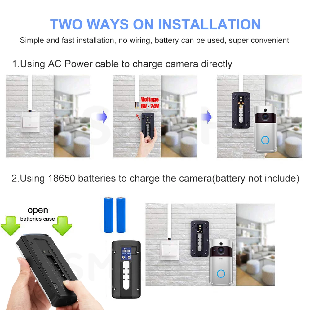 HISMAHO умный видео дверной звонок 720P HD дверная камера домофон IP беспроводной wifi дверной звонок визуальный домашний монитор безопасности ночное видение