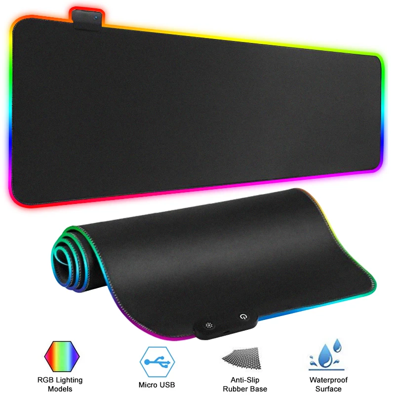 

4MM RGB Gaming Mouse Pad Beexcellent 14 Light Modes Soft Mousepad Anti-Slip Rubber Base Computer Keyboard Mat Computer Accessory
