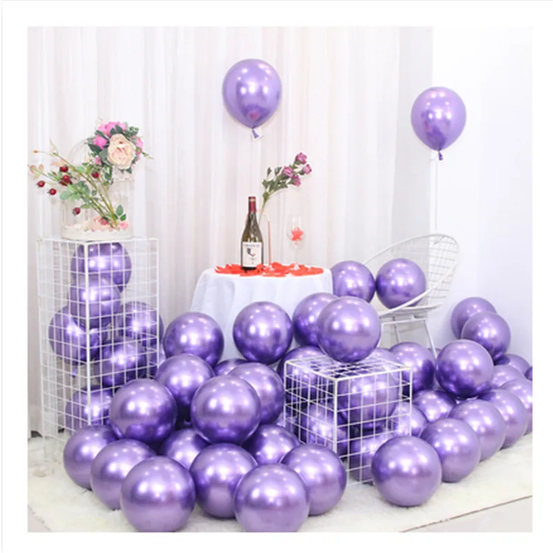 

10/30PCS 5 Inch Latex Balloon Chrome Metal Foil Baby Shower, Wedding, Birthday Party Decoration