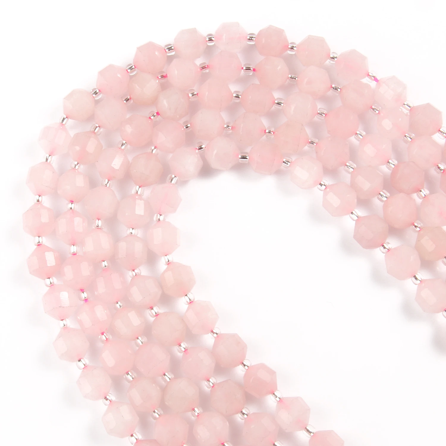 

Natural Pink Quartz Stone Faceted Sharp Energy Column Loose DIY Beads for Jewelry Making Gift Bracelets 15'' Strand