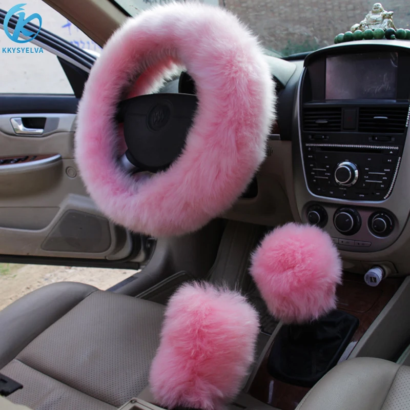 

Universal Car plush Steering-Wheel Covers Anti-slip Skidproof Durable 38CM/15" Dynamic Fibre Handmade Steering Wheel Cover