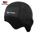 Зимние шапки WEST BIKING с черепом, ветрозащитная термальная подкладка для велосипедного шлема, спортивная шапка для езды на горном велосипеде, мотоциклетные головные уборы