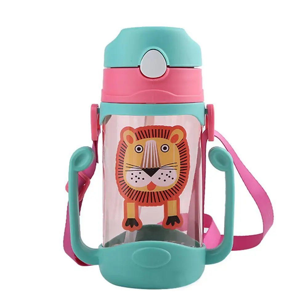 

Для бутылки с водой 400 мл мультфильм Портативный Детские герметичность соломы воды для бутылки кружки-непроливайки с вытяжным шнуром кормо...