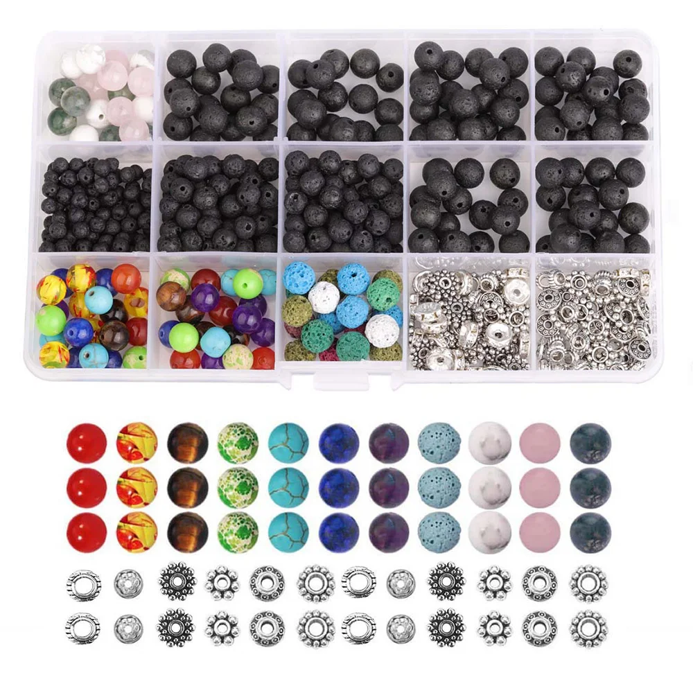 1 комплект 4- 8 мм черные бусины чакры из натурального вулканического камня