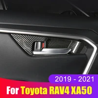 carbon fiber car interior door handle bowl frame cover trim stickers for toyota rav4 2019 2020 2021 2022 rav 4 xa50 accessories