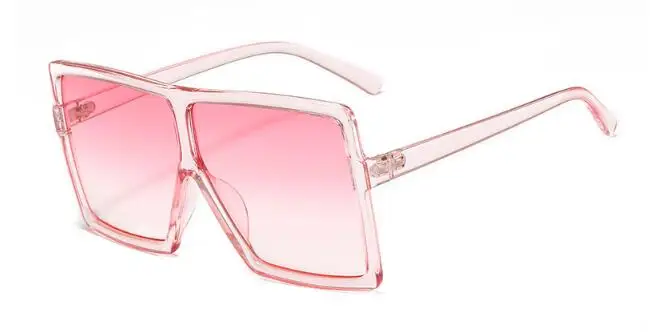 clear pink Негабаритные женские солнцезащитные очки, фирменный дизайн, винтажные блестящие черные квадратные солнцезащитные очки, роскошные трендовые очки унисекс, большие очки - Цвет линз: clear pink