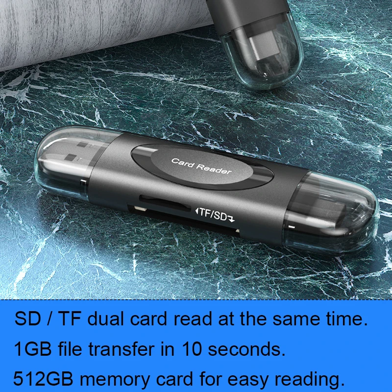 

USB 3.0 Type-c Memory Card Reader SD / TF Card Dual-head Multifunctional 3 in 1 USB C Card Reader
