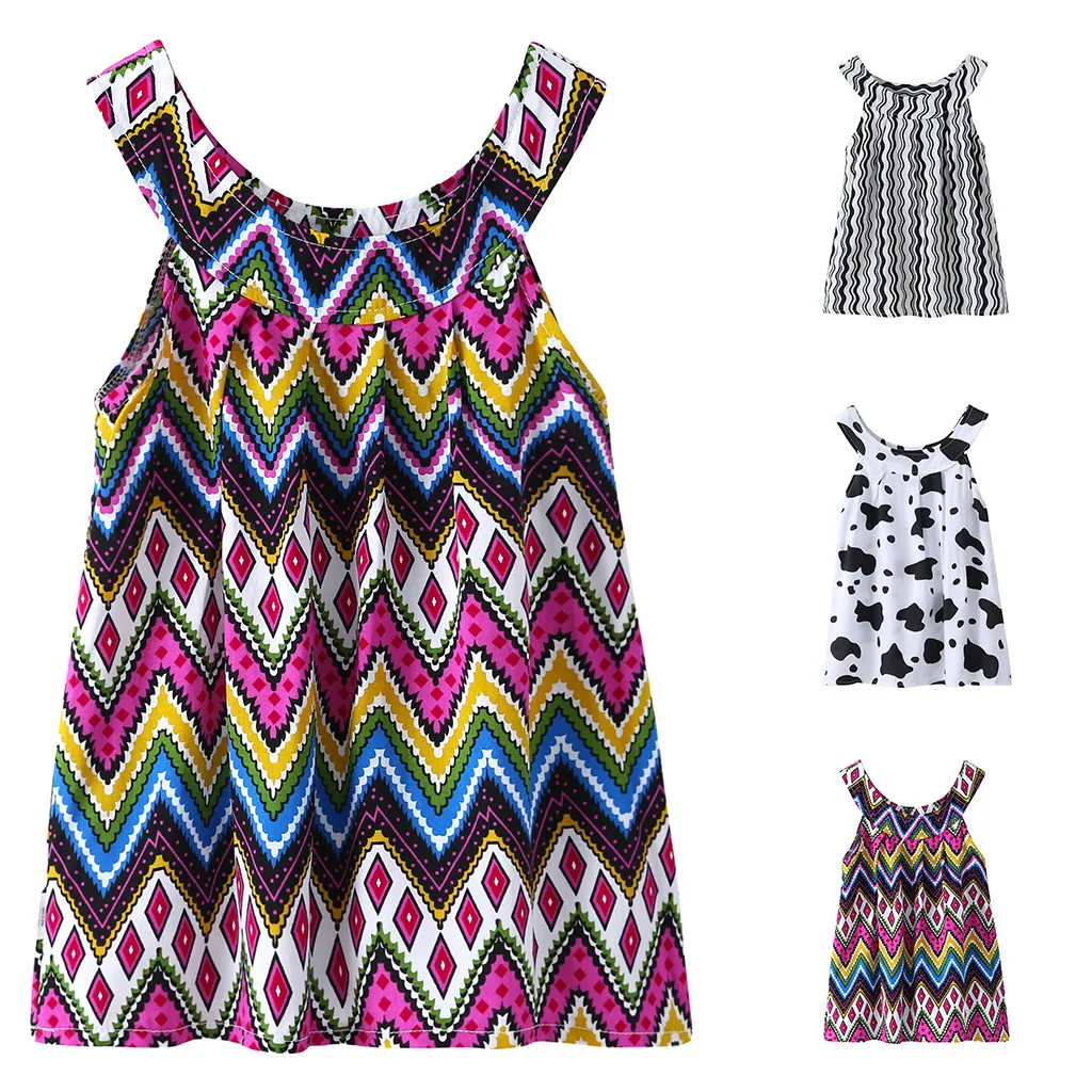 Одежда для маленьких девочек летнее Повседневное платье принцессы без рукавов в