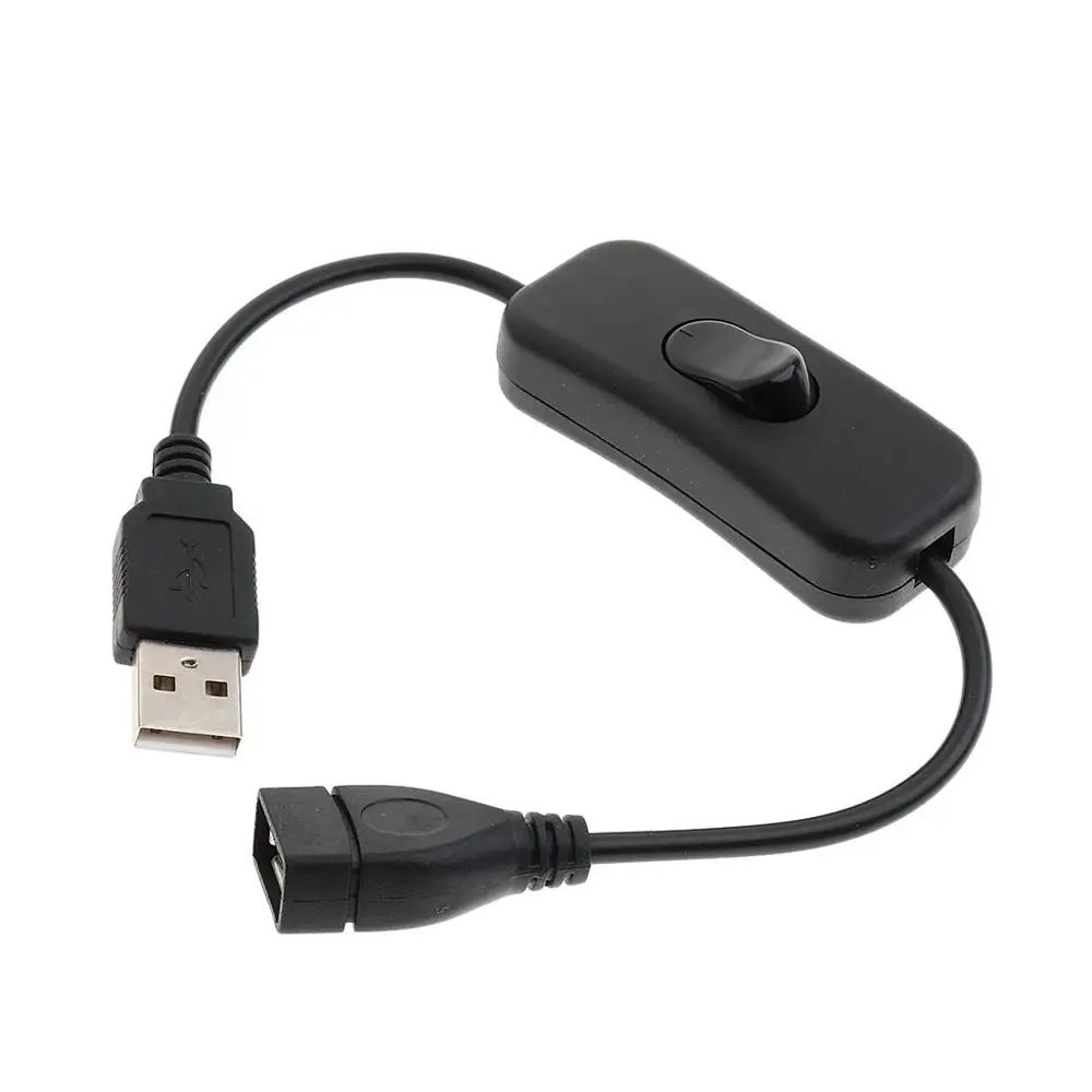 

1/4 Pack Black 28cm USB Cable with Switch ON/OFF Cable Extension Toggle for USB Lamp USB Fan Power Supply Line Durable Adapter