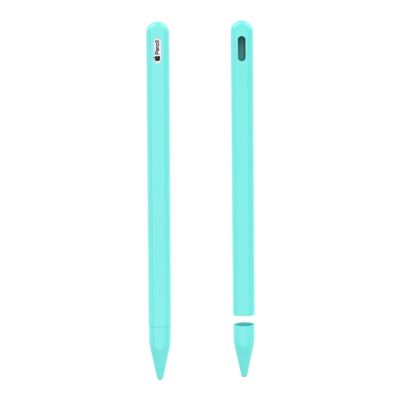 Чехол совместим с Apple Pencil 2, [2 шт.] Противоскользящий силиконовый чехол-карандаш+ наконечник, мягкий чехол - Цвета: Mint Green