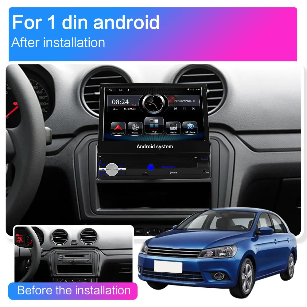 1Din 7 ''сенсорный экран автомобильный мультимедийный плеер 1 din Android 8 стерео