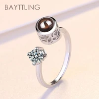 bayttling silver color 100 languages i love you round zircon open ring for women fashion jewelry gifts