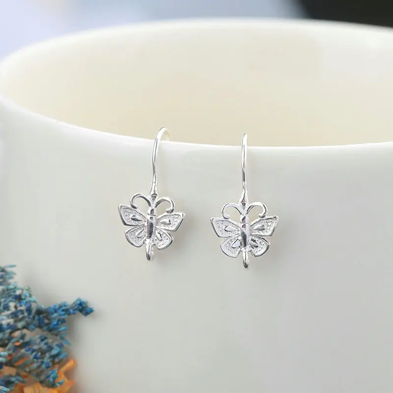 butterfly Пара 925 пробы серьга из серебра в виде цветка шпильки 925 серебряные серьги в виде бабочек застежки крючки для изготовления сережек своими руками - Цвет: butterfly