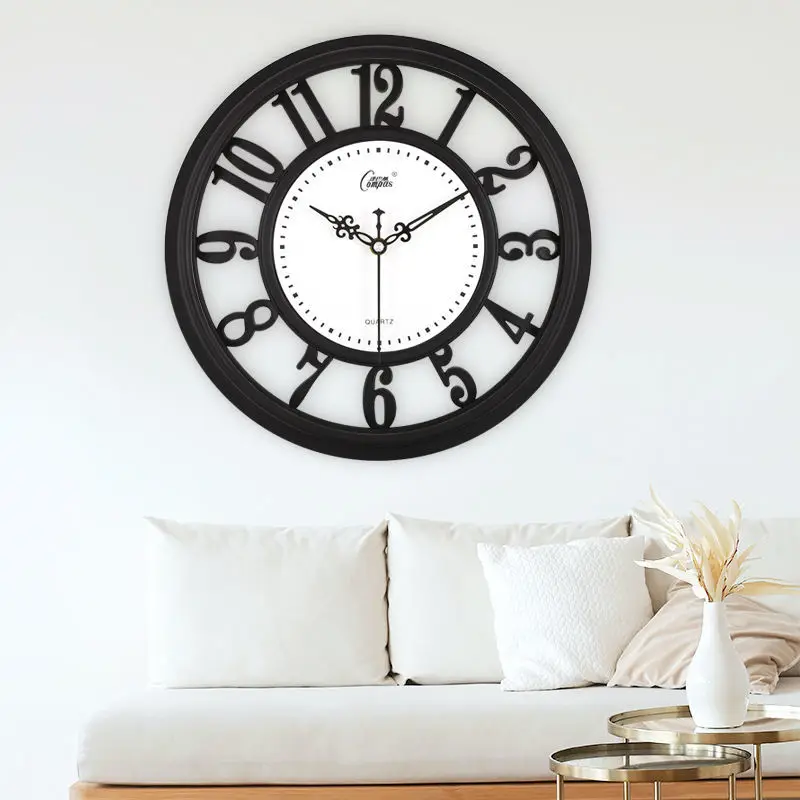 

Living room household wall clock silent bedroom clock European hollow silent wall watch traceless wall Watch