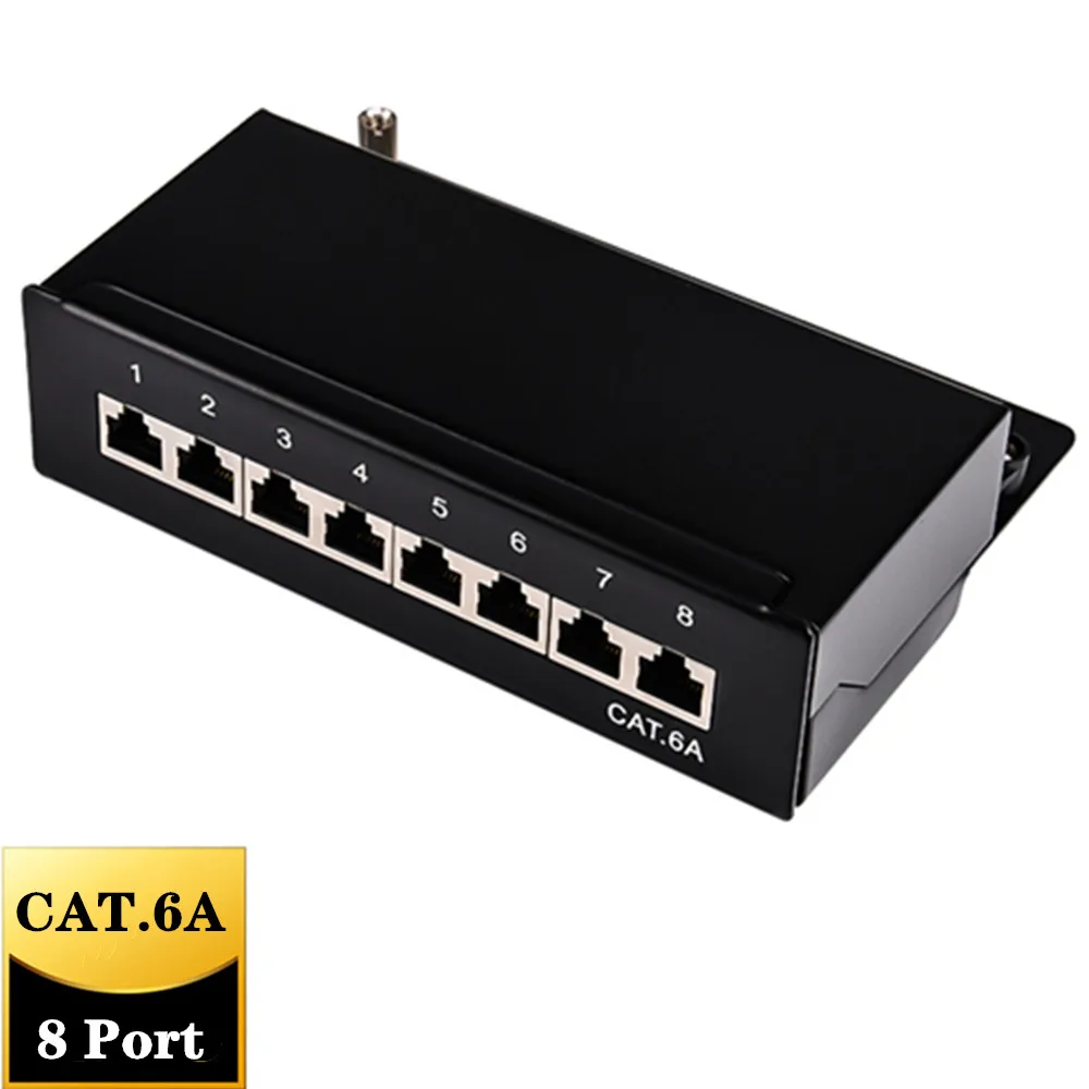 Мини настольный Cat6A 8 портовая коммутационная Панель полный экранированный RJ45