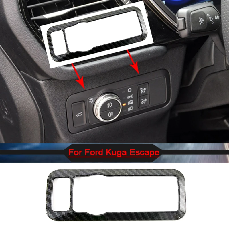 

Для Ford Kuga Escape 2020 2021 Стильный чехол из углеродного волокна для автомобильной внутренней фары переключатель управления отделка автомобильны...