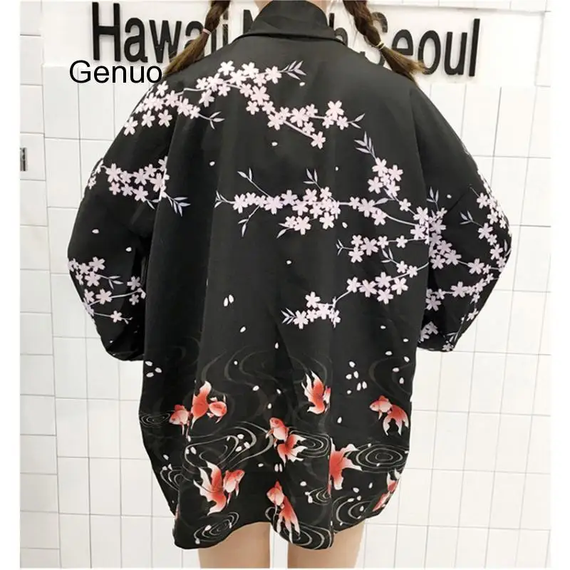 Кимоно женское в восточном стиле хаори-кардиган с японским китайским журавлем