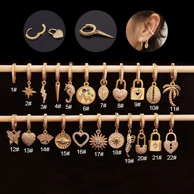 

1Piece Stainless Steel Heart Butterfly Dangle Earrings for Women Jewelry 2021 Trend Ear Cuffs Lock Dangle Earrings for Teens
