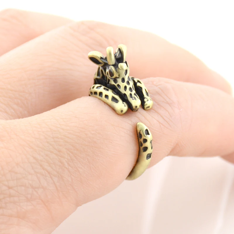 Винтажные кольца в стиле бохо с жирафом для влюбленных женские панк животными