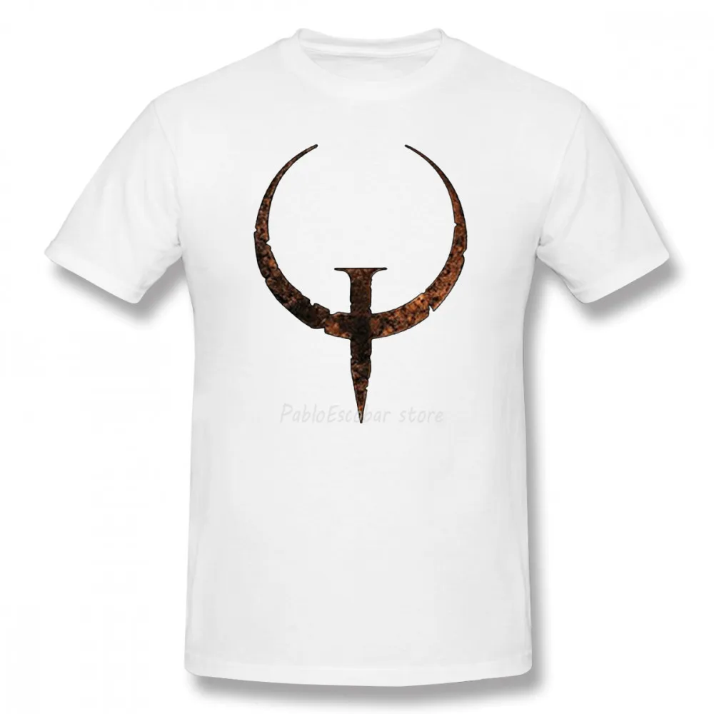 Quake, футболка Quake, базовая футболка с коротким рукавом, плюс размер, Мужская футболка из 100 хлопка, потрясающая Футболка с принтом - Цвет: White