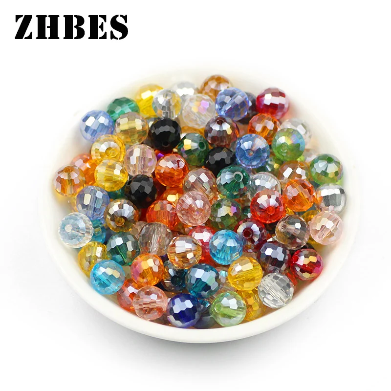 

ZHBES AB Color 96 Faceted Round Austrian Crystal Spacer Ball 8mm 50pcs Loose Beads For Jewelry Bracelet Making DIY Accessories