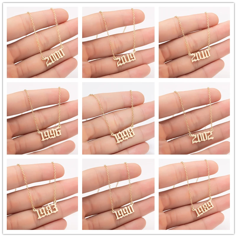 Oly2u уникальный память год номер из нержавеющей стали ожерелье для женщин и