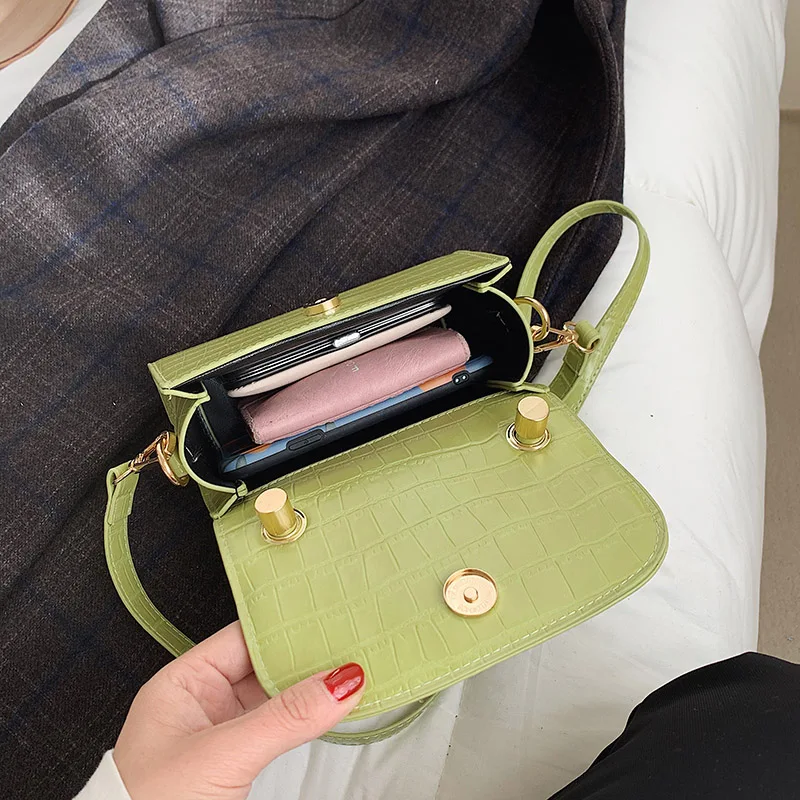 

Stone Pattern Mini Handbag For Women 2021 New PU Leather Korean Fashion Ladies Shoulder Bag Casual Daily Girl Diagonal Bag Black