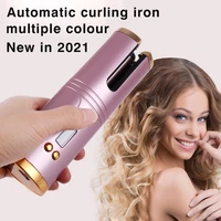 automatic hair curler usb charging ceramic hair curler led high temperature usb rechargeable cordless portable hair iron lcd