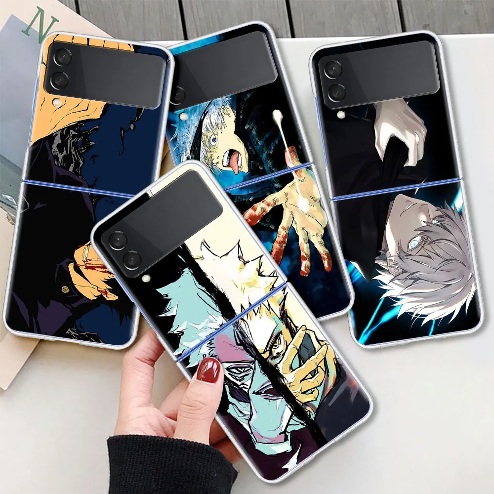 

Hot Jujutsu Kaisen Case For Samsung Galaxy Z Flip 3 5G Transparent Hard Cell Phone Cover ZFlip Clear PC Luxury Shell Coque