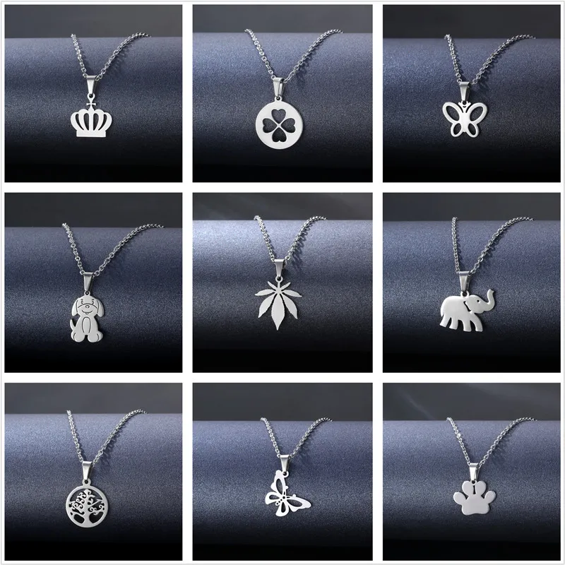 

Fashion Simple Ins European And American Hip-hop Cute Butterfly Four-leaf Clover Geometric Couple Necklace