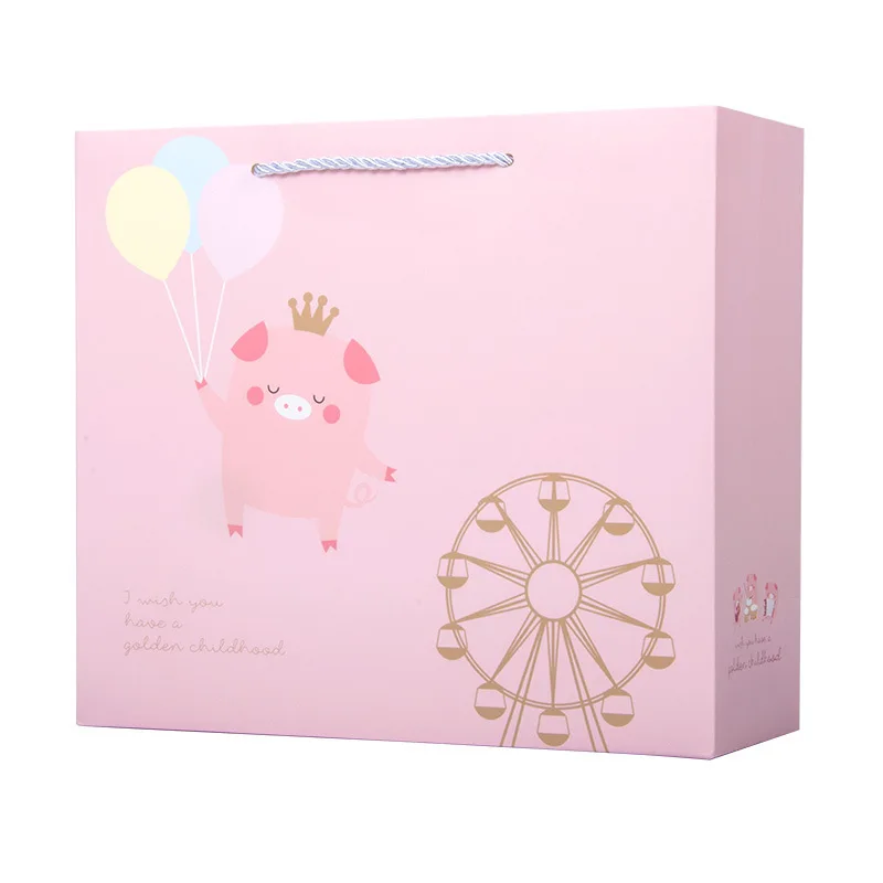 Мультяшная милая розовая свинка девочка мальчик Подарочный пакет воздушный шар