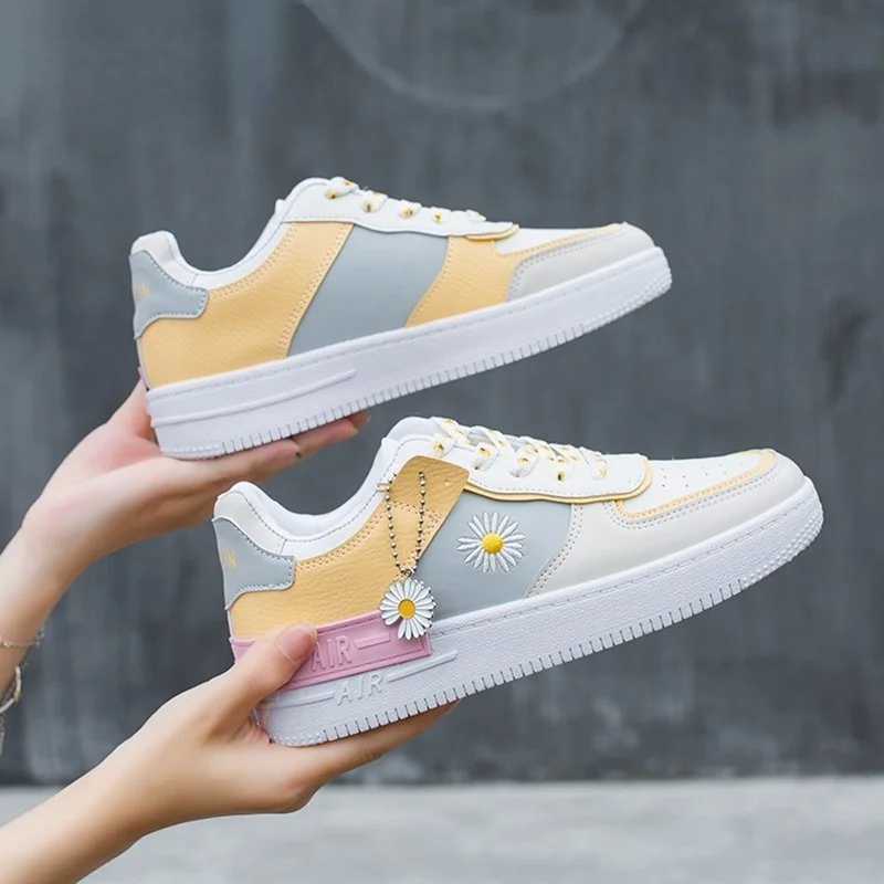 

New Spring Korean Sports Shoes Lace Up Flats Breathable White Shoes Platform Woman Shoes Casual Sneakers Zapatos De Mujer