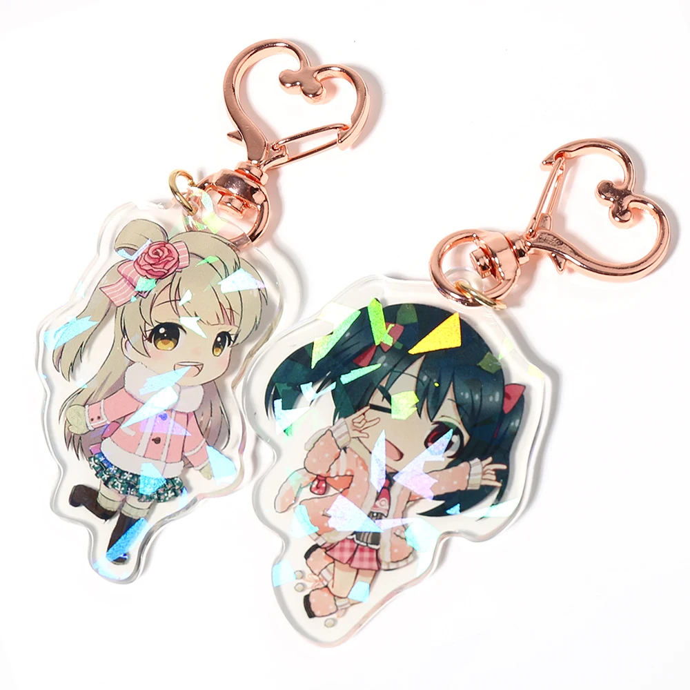 

holographic charms clear acrylic custom printed transparent hologram keychain,make your own acrylic keychain with anime