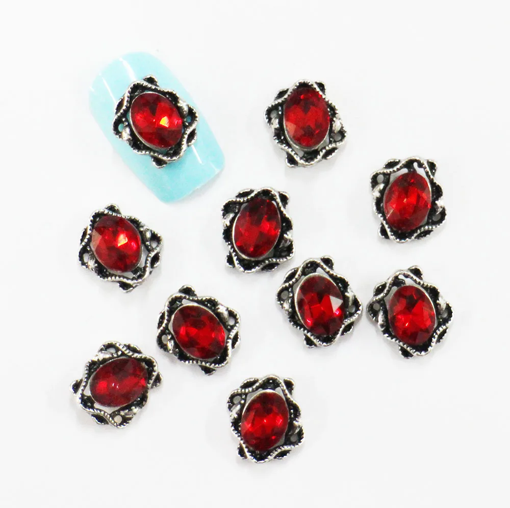 HY-3700 10pcs 10 шт./лот, древний сплав, дизайн ногтей, 3d, плоская задняя сторона, цветные бриллианты, жемчужные ювелирные изделия, стразы, украшения для ногтей - Цвет: HY-3700 10pcs