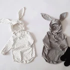 Новая осенняя одежда для маленьких мальчиков и девочек, одежда, комплекты одежды для новорожденных и маленьких девочек Боди для мальчиков, милый спортивный костюм для малышей, комбинезоны с кроликами с большими ушками на капюшоне