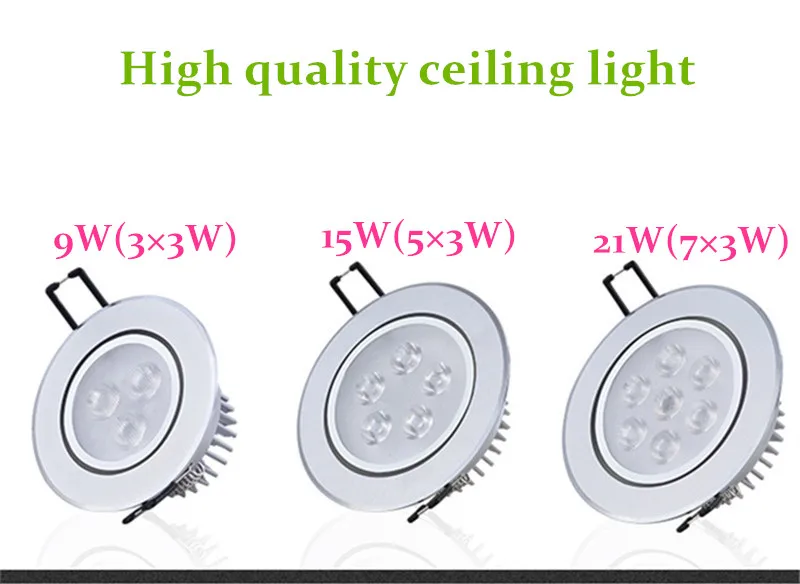 9W 15W 21W Led Ceiling Lamp Recessed LED Downlight Dimmable 220V110V Warm / Pure/Cold White Round Led Spot Light Indoor lighting