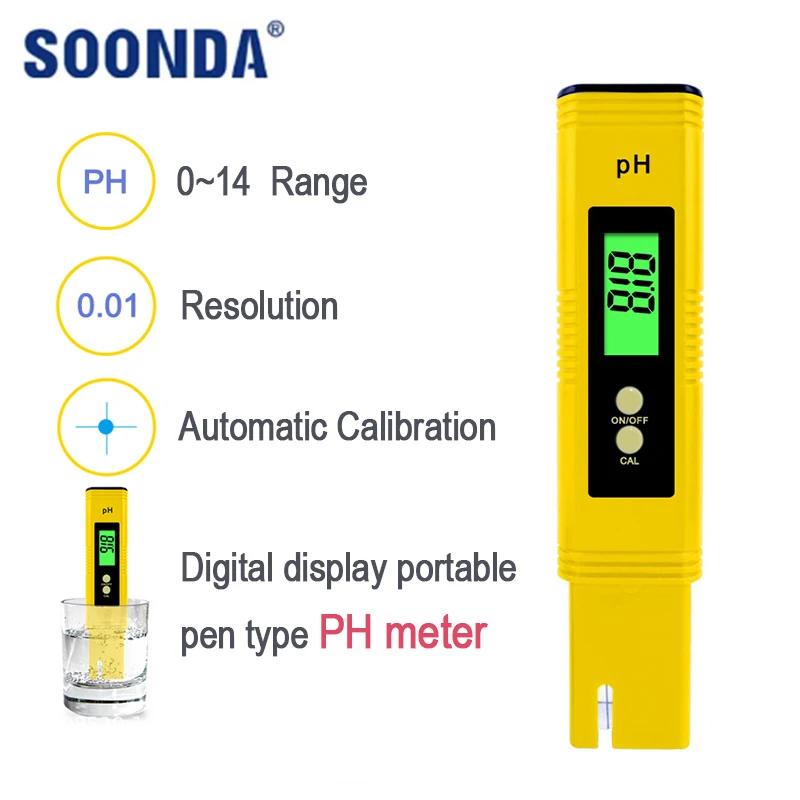 

Taking Away Digital Pen PH Meter Tester for Water Hydroponics Aquarium Swimming Pool Wine Measuring Acidity Device Accuracy 0.01